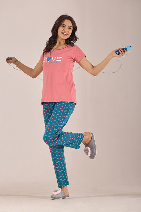 Sweet Moon Knit Cotton Pyjama Set - Black Pastelpeach — image 4